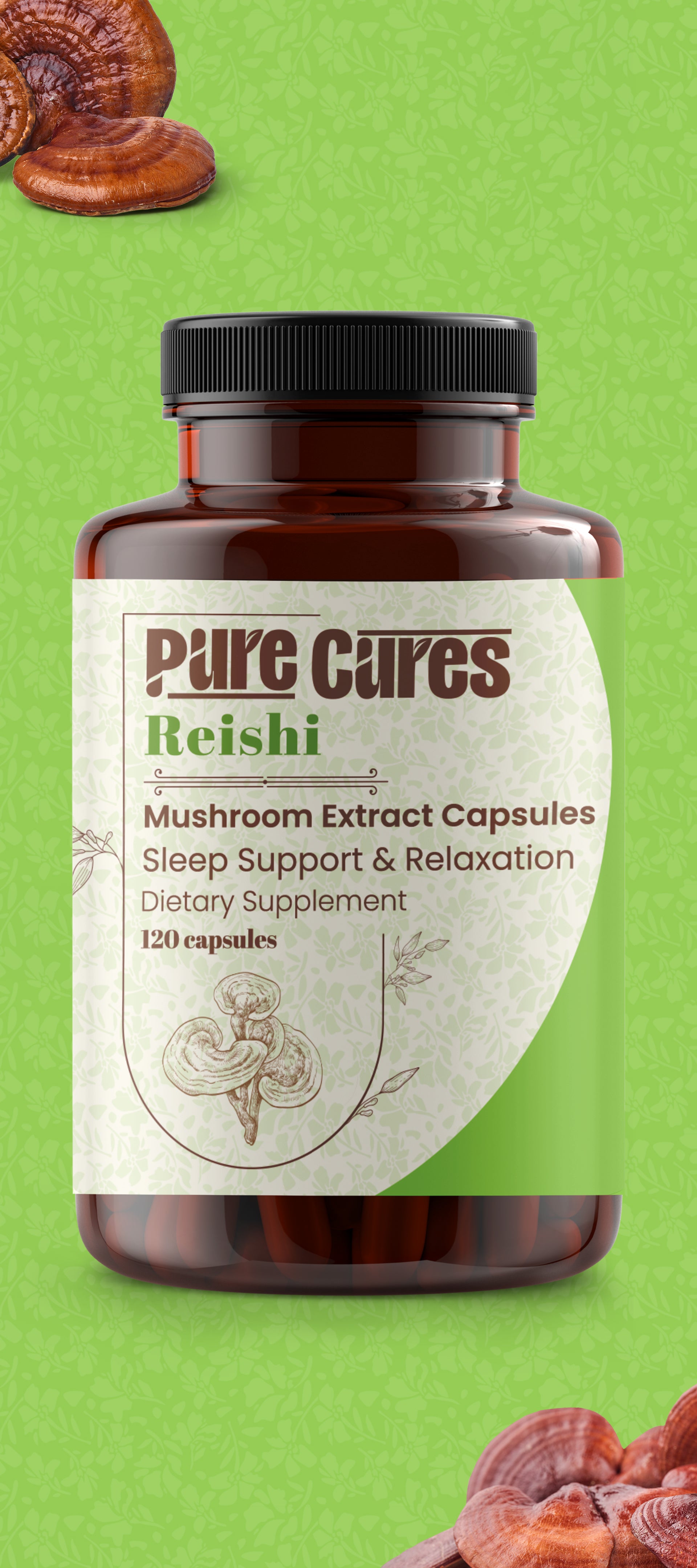 Nouris Reishi Mushroom Extract Capsules - Premium Reishi mushroom supplement for immune support and stress relief. Enhance your wellness with Nouris’s high-quality, organic Reishi extract capsules, known for their powerful adaptogenic properties and support for overall health.